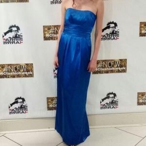 David’s bridal blue strapless dress